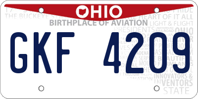 OH license plate GKF4209