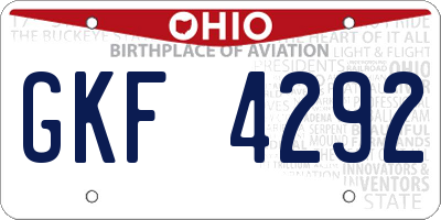OH license plate GKF4292