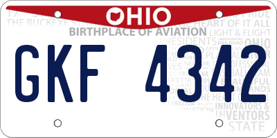 OH license plate GKF4342