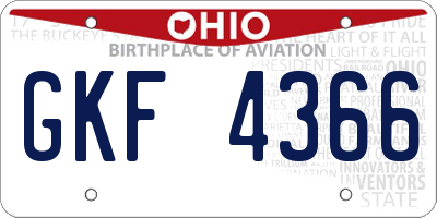 OH license plate GKF4366