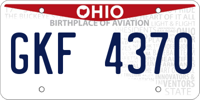 OH license plate GKF4370