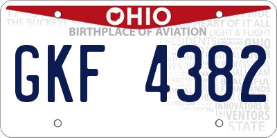 OH license plate GKF4382