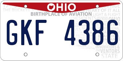 OH license plate GKF4386