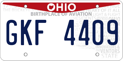 OH license plate GKF4409