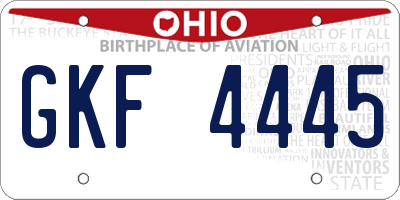 OH license plate GKF4445
