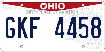 OH license plate GKF4458