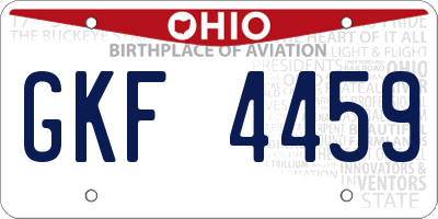 OH license plate GKF4459
