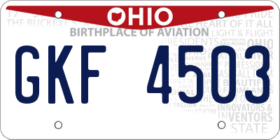 OH license plate GKF4503