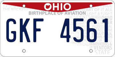 OH license plate GKF4561