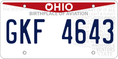 OH license plate GKF4643