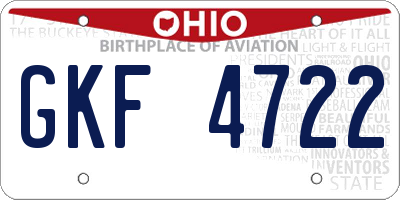 OH license plate GKF4722