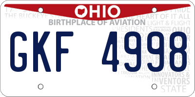 OH license plate GKF4998