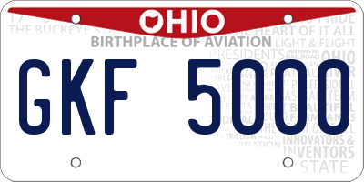 OH license plate GKF5000