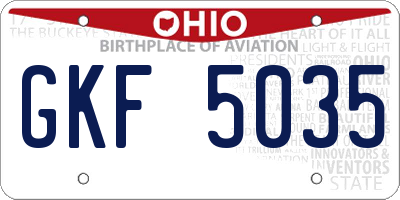 OH license plate GKF5035