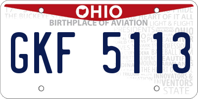OH license plate GKF5113
