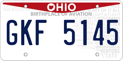 OH license plate GKF5145