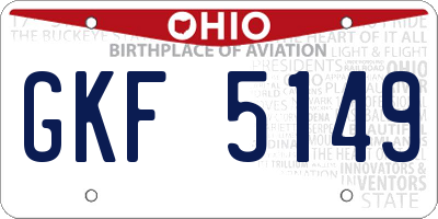 OH license plate GKF5149
