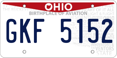 OH license plate GKF5152