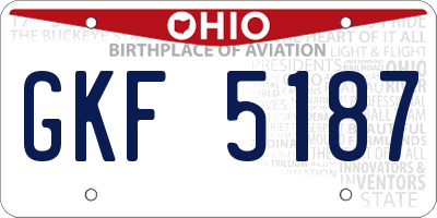 OH license plate GKF5187