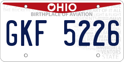 OH license plate GKF5226