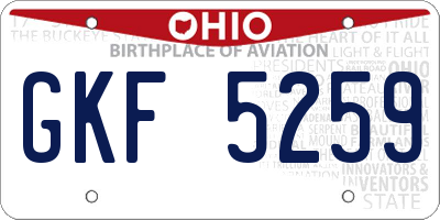 OH license plate GKF5259