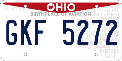 OH license plate GKF5272