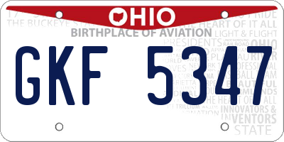 OH license plate GKF5347