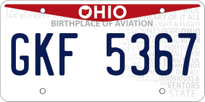 OH license plate GKF5367