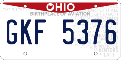 OH license plate GKF5376