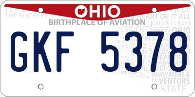 OH license plate GKF5378
