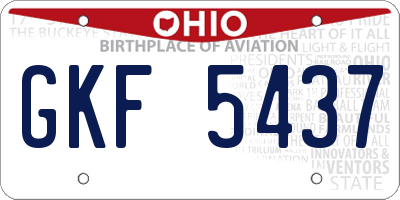 OH license plate GKF5437