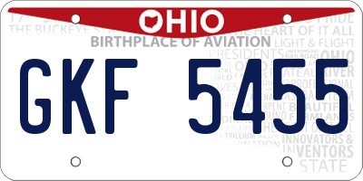 OH license plate GKF5455