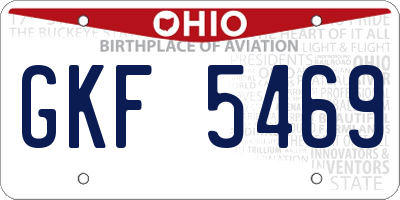 OH license plate GKF5469