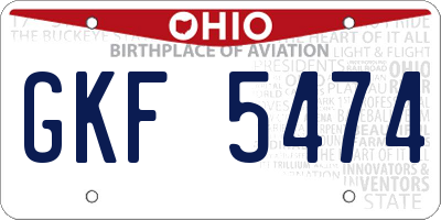 OH license plate GKF5474