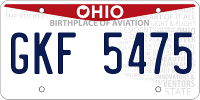 OH license plate GKF5475