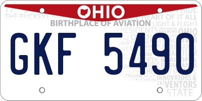 OH license plate GKF5490