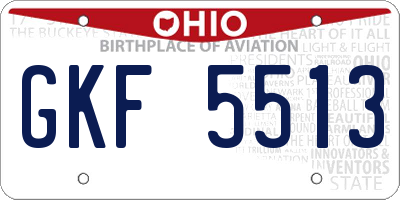 OH license plate GKF5513