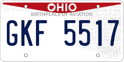 OH license plate GKF5517