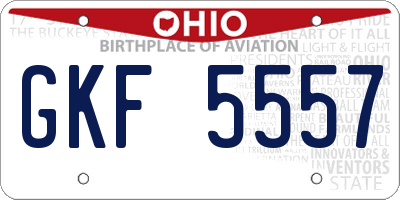 OH license plate GKF5557