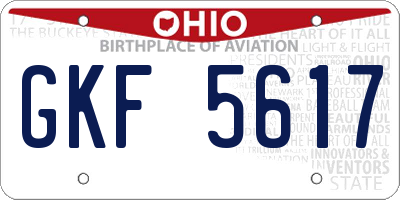 OH license plate GKF5617