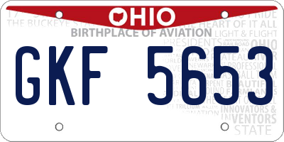 OH license plate GKF5653
