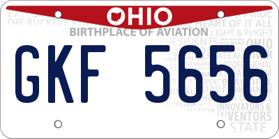 OH license plate GKF5656