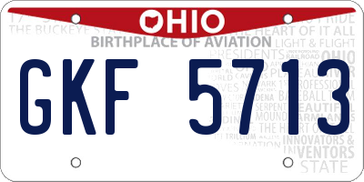 OH license plate GKF5713