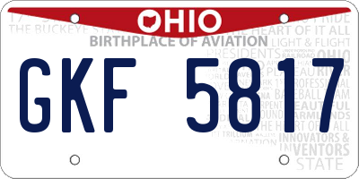 OH license plate GKF5817