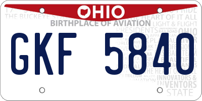 OH license plate GKF5840