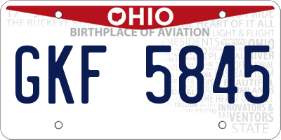 OH license plate GKF5845