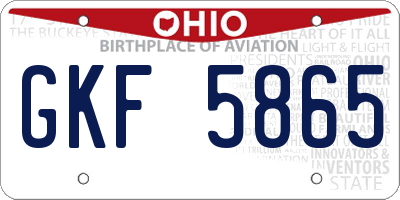 OH license plate GKF5865