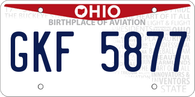 OH license plate GKF5877