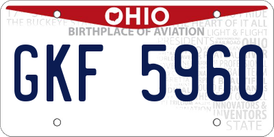 OH license plate GKF5960