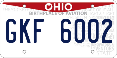 OH license plate GKF6002